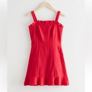 & Other Stories Red Linen Dress